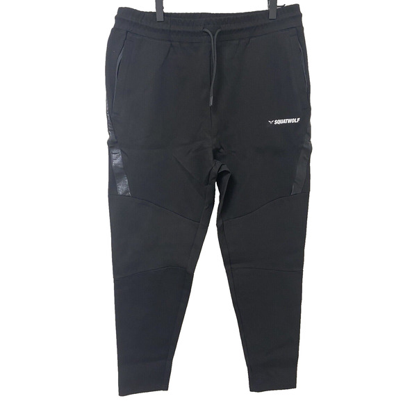 SQUATWOLF Jogger Men's Gym Tampered Pants Black Size XXL EUC - Picture 1 of 9